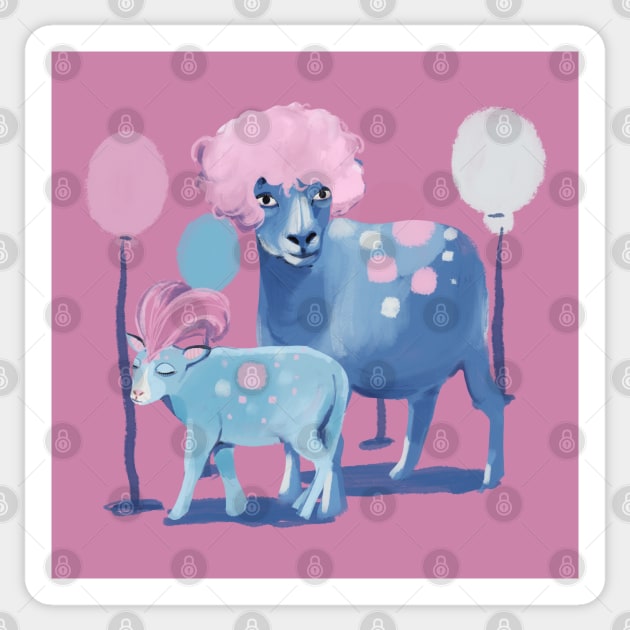 Sheep with wigs Sticker by Mimie20